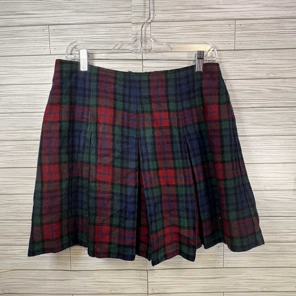 Vintage Express Marque Deposée Acrylic Red Green Blue Plaid Mini Skirt Sz 13/14